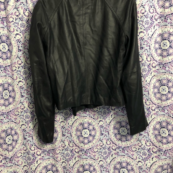 Dark Navy Genuine Leather moto jacket - Picture 2 of 3